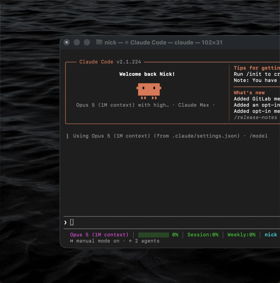 A single Claude Code session in a terminal window