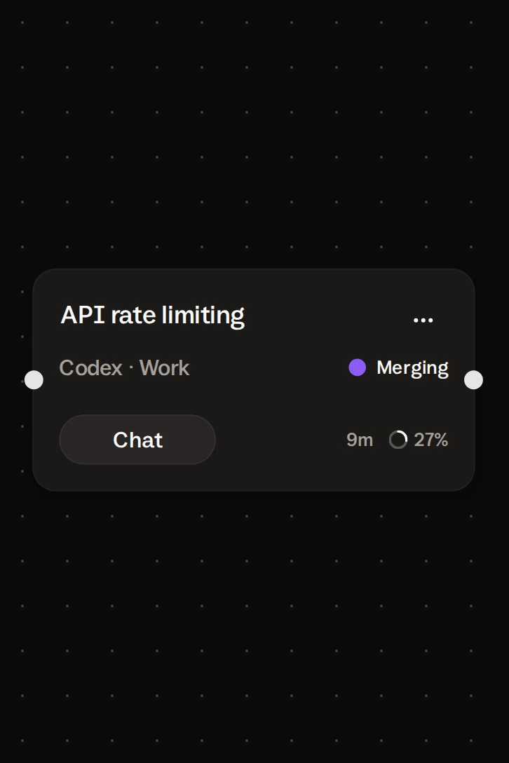 An agent card in the Merging status